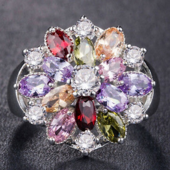 NEW 925 Sterling Silver Multicolor 🌸 Ring - Picture 5 of 6